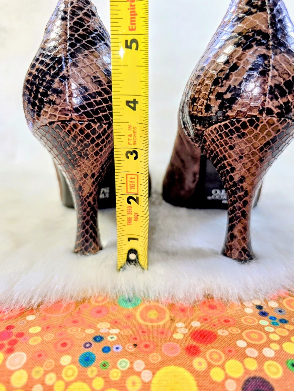 Franco Sarto Brown Suede & Snakeskin "Fallon" Mary Jane Kitten Heel Pumps - Picture 12 of 16